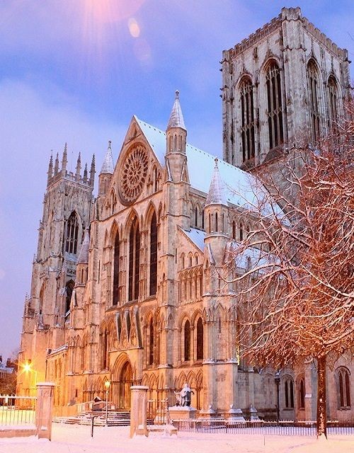 York Minster in the snow during winter